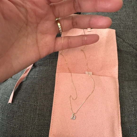 Gold Necklace with Silver Initial Pendant - Picture 3 of 4